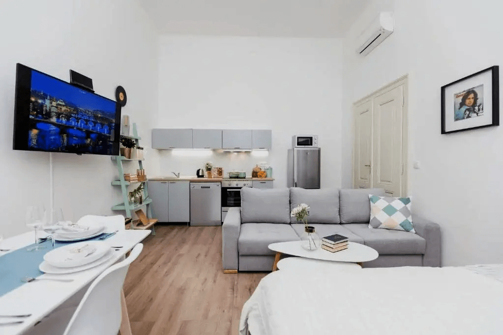 Living area at CHILL Apartments